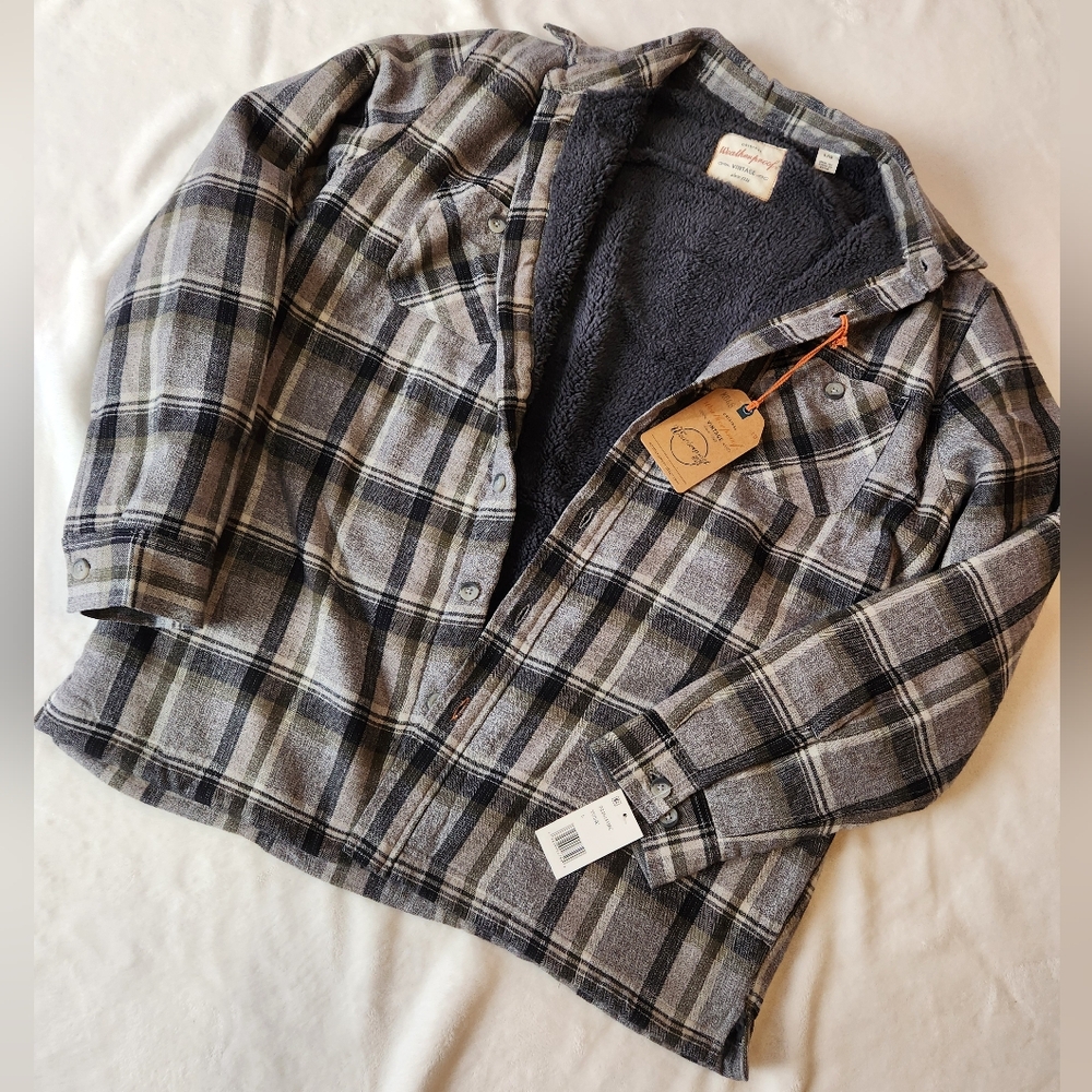 Weatherproof Vintage Men's Sherpa Lined Flannel Shirt Jacket, NWT, Suze L
